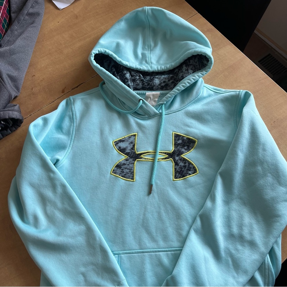 5$ add-on - Under Armour Light Blue Hoodie with Logo *read